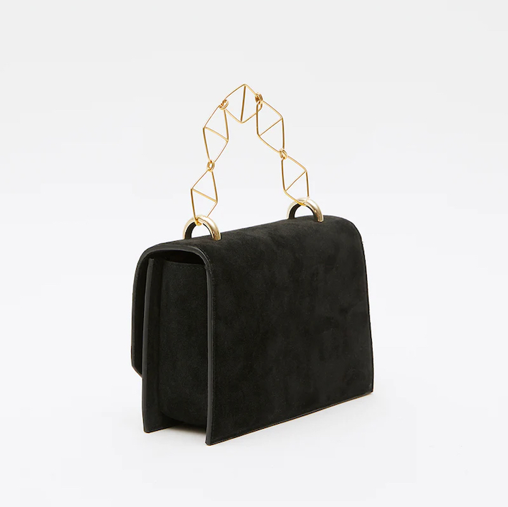 affordable bags designer handbags luxury brands fashion style rejina pyo korean designer fashion week chain mini bag suede black sculptured chain handle